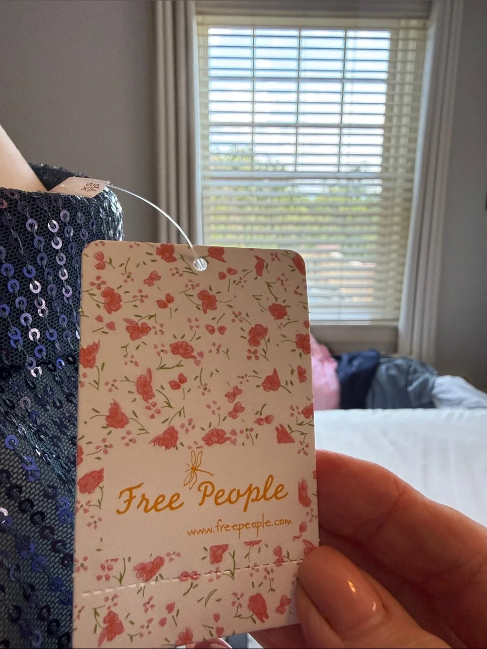 Free People Navy Sequin Button-Down Shirt